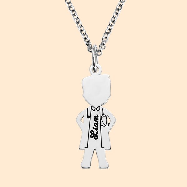 Medical Shape Charm Name Necklace for Nurse and Doctor