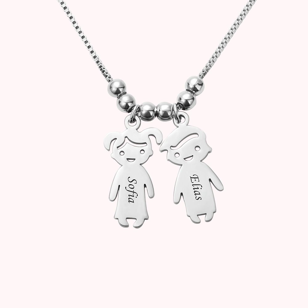 Personalised Shaped Charms Name Necklace Stainless Steel