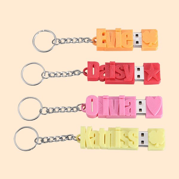3D-afdruk naam sleutelhanger USB flash drive