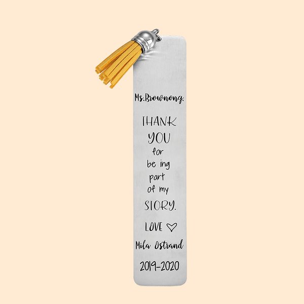Marcapáginas personalizado grabado con borlas