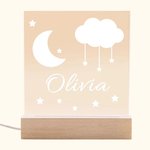 Luz de noche con nombre de luna y estrellas para niños