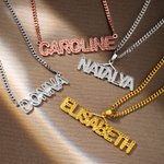 Personalized Men's Bling Name Necklace with Embroidery Texture