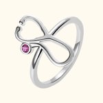 Personalized Stethoscope Design Sterling Silver Ring with Birthstone Graduation Nurse Week Gift for Nurse Doctor Medical Staff