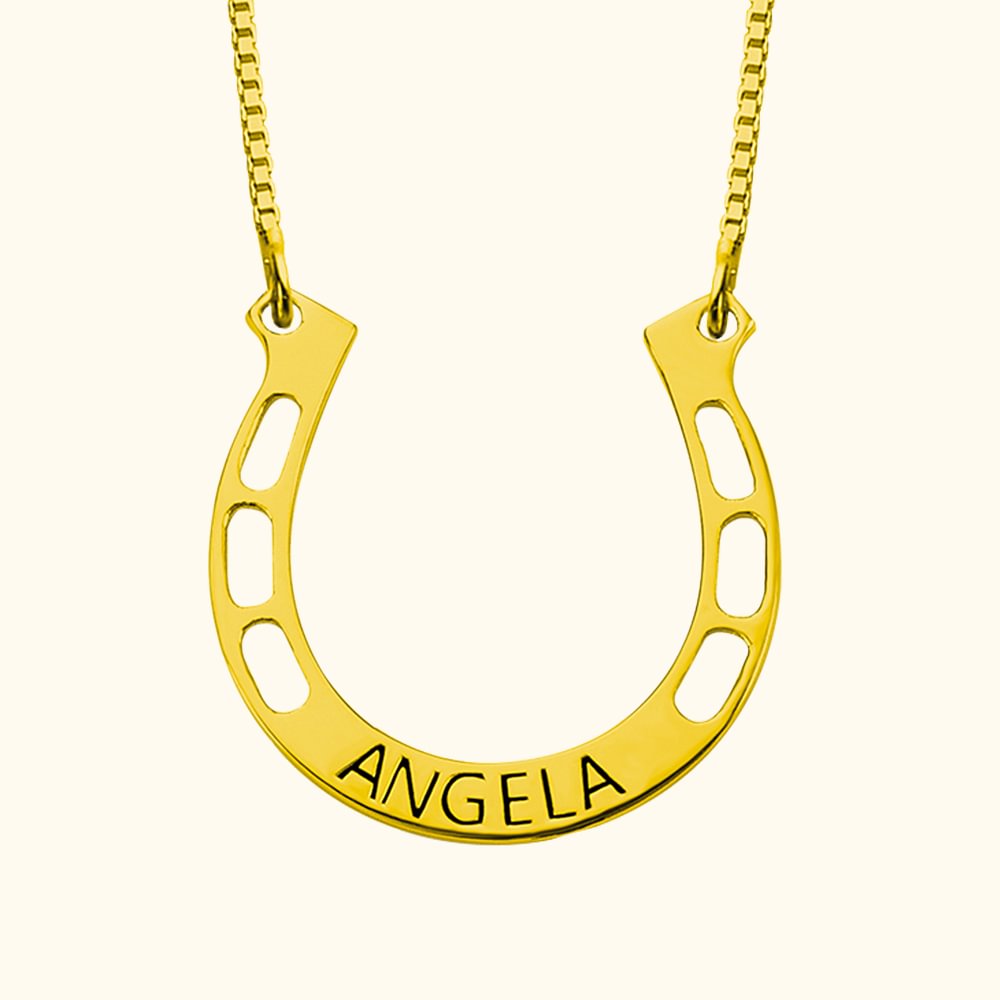 Horseshoe Necklace Engraved Custom Name Plated