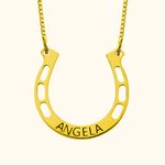 Collier Fer à Cheval Personnalisé avec Nom Gravé Cadeau pour Ami