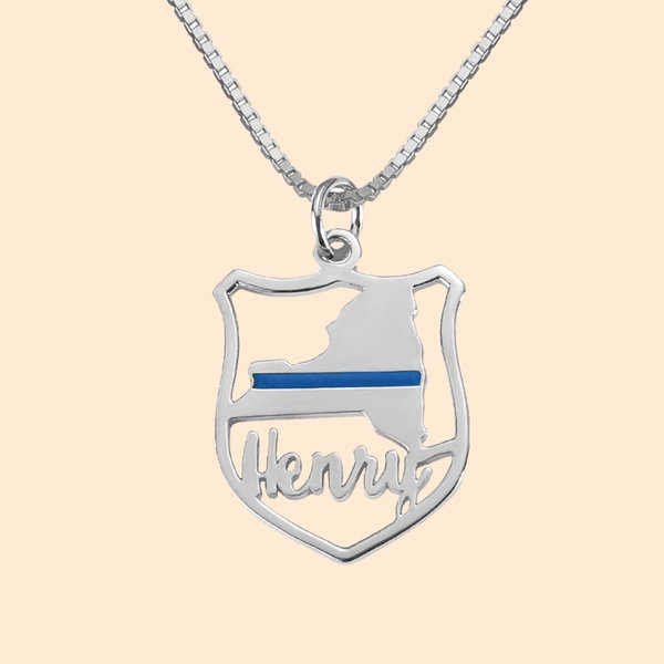 Collar Insignia de Policía con Nombre y Mapa del Estado