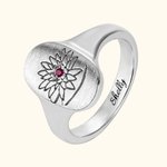 Gepersonaliseerde Geboortesteen Geboortebloem Ring