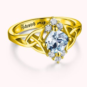 Versprechen Ring graviert keltischen Band Geburtsstein Sterling Silber