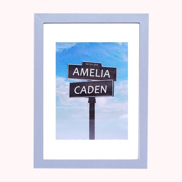 25th Anniversary Silver Frame Street Sign Painting with Double Names & Date