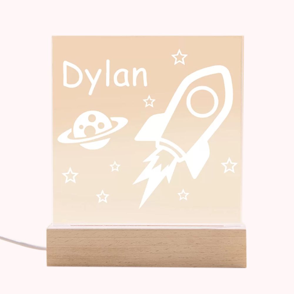 Rocket Night Light Engraved Name