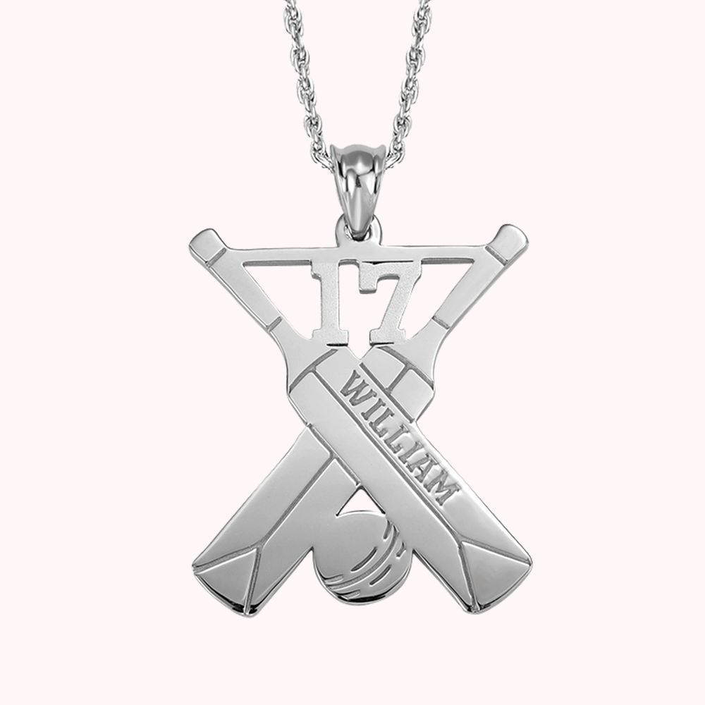 Personalisierte Kricket-Halskette mit Nummer und Namen Geschenk