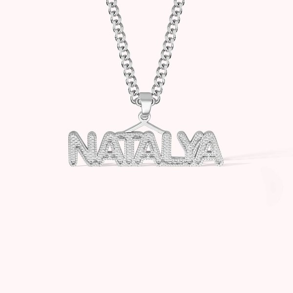 Personalized Name Necklace with Embroidery Texture