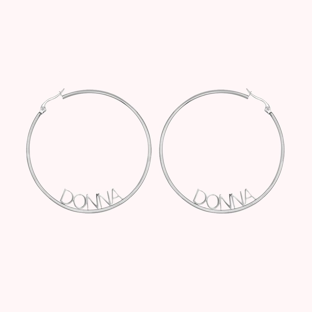 Custom Big Circle Name Hoop Earrings Plated