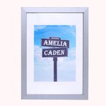 20th Anniversary Gift Platinum Frame Street Sign Painting with Double Names & Date