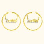 Circle Hoop Earrings with Customized Name Pendants
