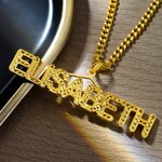 Personalized Men's Bling Name Necklace with Embroidery Texture