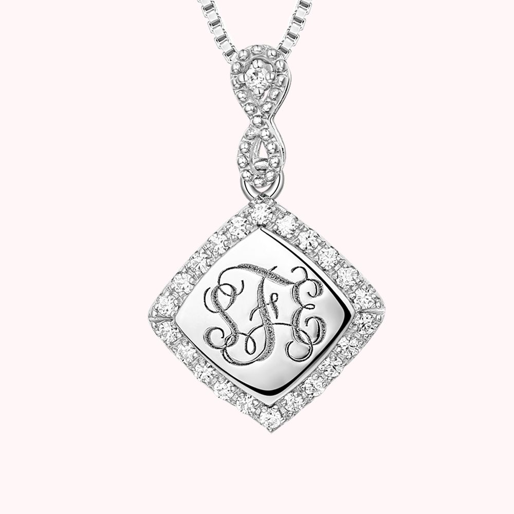 Custom Infinity Monogram Necklace Cubic Zirconia Sterling