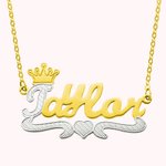 Collier Personnalisé avec Prénom en Dentelle à Couronne avec Diamant Cadeau Anniversaire pour Elle