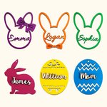 Personalized Wooden Bunny Eggs Easter Basket Tag with Name Easter Gift for Kids