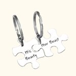Collier Couple Personnalisé avec Texte Pendentif en Pièces de Puzzle Cadeau Anniversaire Saint-Valentin pour Homme Femme
