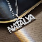 Personalized Men's Bling Name Necklace with Embroidery Texture