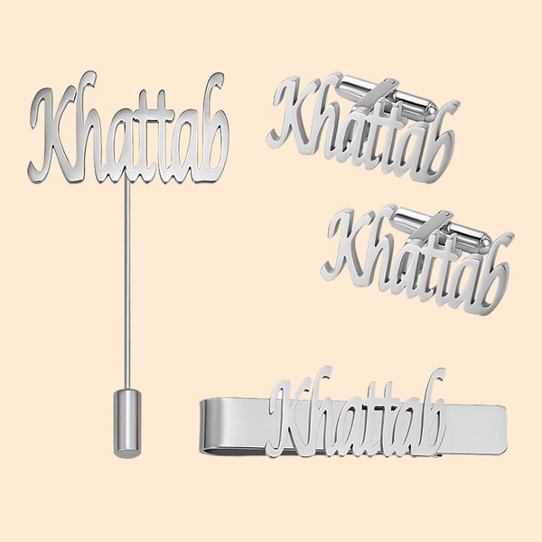 Boutons de Manchette Barre de Cravate Épinglette à Cravate Set Personnalisé avec Nom et Initiales Cadeau d'Anniversaire Mariage pour Homme