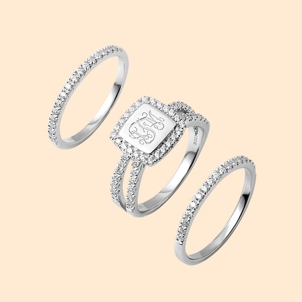 Anillo apilable con monograma para mujer