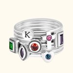 Personalized Stackable Ring with Initial & Birthstone