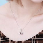 Personalized Center of Me Photo Projection Necklace with I Love You in 100 Languages