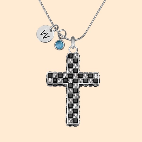 Custom Racing Zwart & Wit Geruite Vlag Kruis Ketting