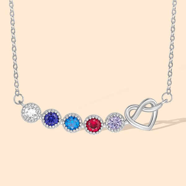 Gepersonaliseerde geboortesteen-hartketting voor mama