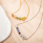 Collier Coeur Pierre de Naissance Famille Personnalisé pour Maman