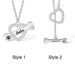 Collier Coeur Prénom Gravé Personnalisé sur Pendentif Os Cadeau pour Ceux Qui Aiment les Chiens