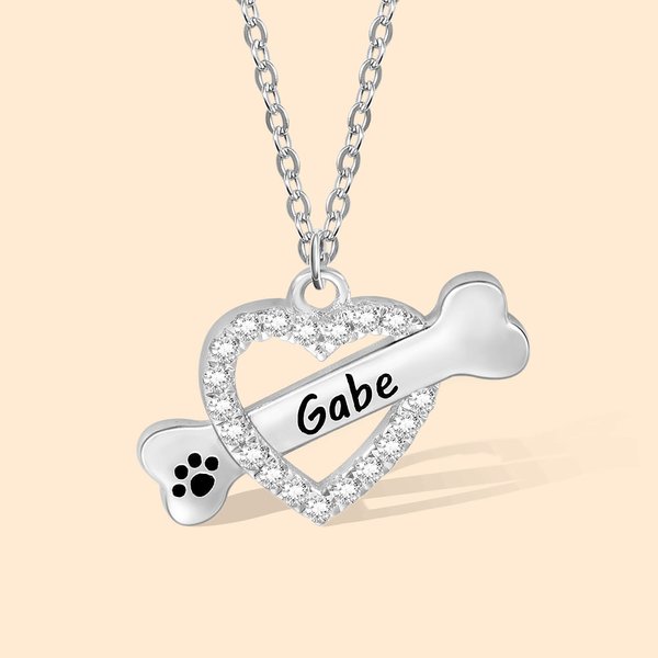 Collar personalizado de corazón y hueso de mascota