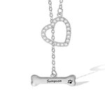Collier Coeur Prénom Gravé Personnalisé sur Pendentif Os Cadeau pour Ceux Qui Aiment les Chiens
