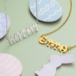 Collier Barre Prénom Personnalisé en Police de Lapin Cadeau d'Anniversaire Fête pour Femme Enfant