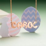 Collier Barre Prénom Personnalisé en Police de Lapin Cadeau d'Anniversaire Fête pour Femme Enfant