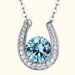 Collier en Argent Sterling Personnalisé Pendentif de Pierre de Naissance en ZC Cadeau de Noël et d'Anniversaire pour Femmes Filles et Mères