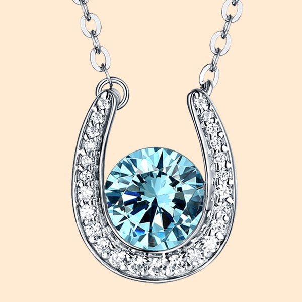 Personalisierte viel Glück Hufeisen Birthstone Halskette mit CZ Sterling Silber Schmuck Weihnachten Geburtstag Geschenk für Frauen Mädchen Mutter