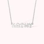 Collier Barre Prénom Personnalisé en Police de Lapin Cadeau d'Anniversaire Fête pour Femme Enfant