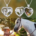 Collier de Cœur Personnalisé avec Prénoms et Photo Pendentif Cheval & File Cadeau Anniversaire Saint-Valentin pour Amoureuse de Cheval
