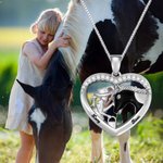 Collier de Cœur Personnalisé avec Prénoms et Photo Pendentif Cheval & File Cadeau Anniversaire Saint-Valentin pour Amoureuse de Cheval