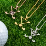 Personalised Golf Necklace Golf Stick Sports Jewellery