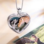 Collier de Cœur Personnalisé avec Prénoms et Photo Pendentif Cheval & File Cadeau Anniversaire Saint-Valentin pour Amoureuse de Cheval