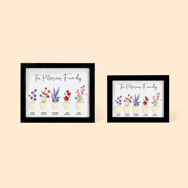 Personalised Watercolour Birth Flower Print Photo Frame