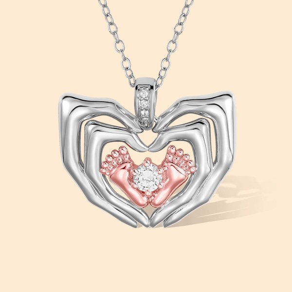 Collana personalizzata di impronte di piedi di bambino con pietra di nascita