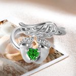 Personalized Angel Wings and Baby Feet Birthstone Ring with Engraved Text Loss Memorial Sympathy Gift for Women