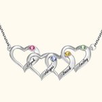 Personalised Mother's Intertwined Hearts Necklace with Children Names & Birthstones