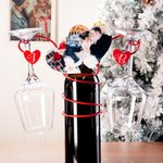Porte-Bouteille de Vin en Métal Décoration Artistique Personnalisé avec Photo de Couple et Initiale Cadeau d'Anniversaire St Valentin pour Couple