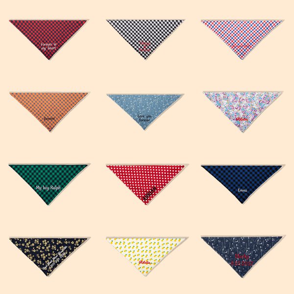 Henkilökohtainen kirjailtu Dog Bandana Pet Bandana Lattice Polka Dot